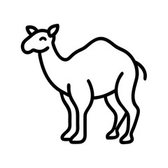 camel vector icon, simple black outline line icon of camel, animal vector line art icon