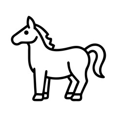 horse vector icon, simple black outline line icon of horse, animal vector line art icon