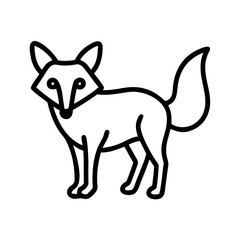 fox vector icon, simple black outline line icon of fox, animal vector line art icon