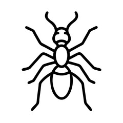 ant vector icon, simple black outline line icon of ant, animal vector line art icon