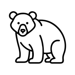 polar bear vector icon, simple black outline line icon of polar bear, animal vector line art icon