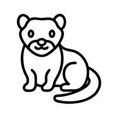 ferret vector icon, simple black outline line icon of ferret, animal vector line art icon