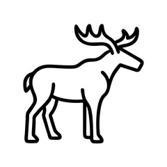 moose vector icon, simple black outline line icon of moose, animal vector line art icon