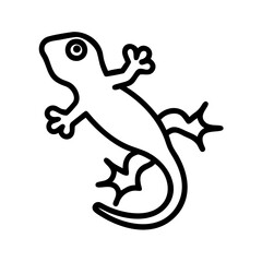 gecko vector icon, simple black outline line icon of gecko, animal vector line art icon