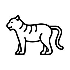 tiger vector icon, simple black outline line icon of tiger, animal vector line art icon
