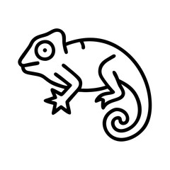 chameleon vector icon, simple black outline line icon of chameleon, animal vector line art icon