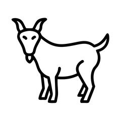 goat vector icon, simple black outline line icon of goat, animal vector line art icon
