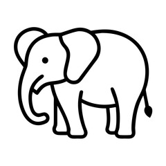 elephant vector icon, simple black outline line icon of elephant, animal vector line art icon