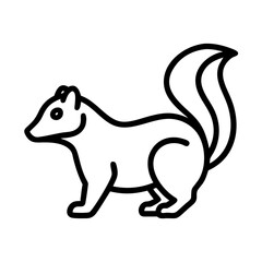 skunk vector icon, simple black outline line icon of skunk, animal vector line art icon
