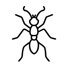 ant vector icon, simple black outline line icon of ant, animal vector line art icon