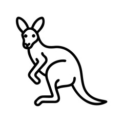 Fototapeta premium kangaroo vector icon, simple black outline line icon of kangaroo, animal vector line art icon