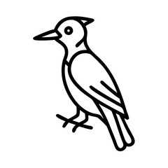 woodpecker vector icon, simple black outline line icon of woodpecker, animal vector line art icon