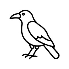 crow vector icon, simple black outline line icon of crow, animal vector line art icon
