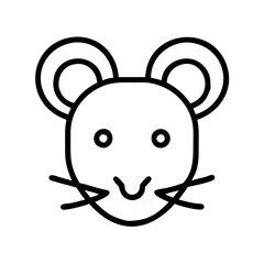 mouse vector icon, simple black outline line icon of mouse, animal vector line art icon