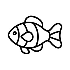 clownfish vector icon, simple black outline line icon of clownfish, animal vector line art icon