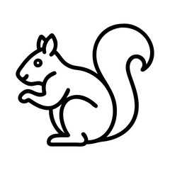 squirrel vector icon, simple black outline line icon of squirrel, animal vector line art icon