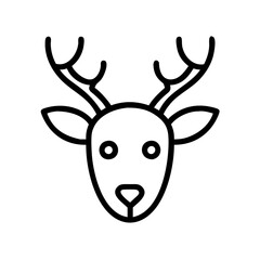 deer vector icon, simple black outline line icon of deer, animal vector line art icon
