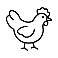 chicken vector icon, simple black outline line icon of chicken, animal vector line art icon