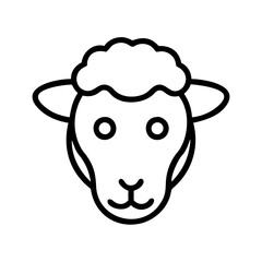 sheep vector icon, simple black outline line icon of sheep, animal vector line art icon