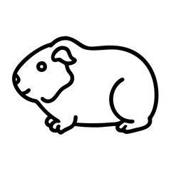 guinea pig vector icon, simple black outline line icon of guinea pig, animal vector line art icon