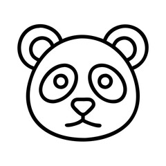panda vector icon, simple black outline line icon of panda, animal vector line art icon