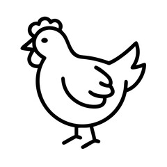 chicken hen vector icon, simple black outline line icon of chicken hen, animal vector line art icon