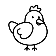 chicken vector icon, simple black outline line icon of chicken, animal vector line art icon