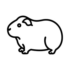 guinea pig vector icon, simple black outline line icon of guinea pig, animal vector line art icon