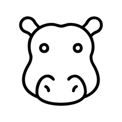 hippo vector icon, simple black outline line icon of hippo, animal vector line art icon