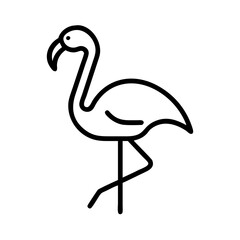 flamingo vector icon, simple black outline line icon of flamingo, animal vector line art icon