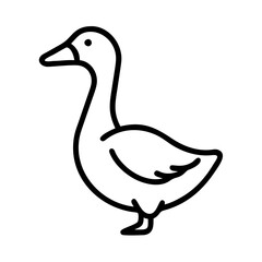 goose vector icon, simple black outline line icon of goose, animal vector line art icon