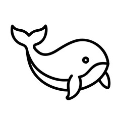 Obraz premium whale vector icon, simple black outline line icon of whale, animal vector line art icon