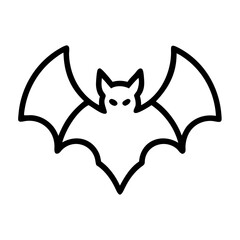 bat vector icon, simple black outline line icon of bat, animal vector line art icon