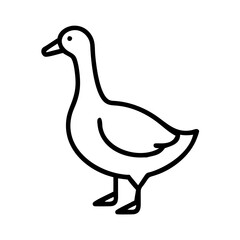 goose vector icon, simple black outline line icon of goose, animal vector line art icon