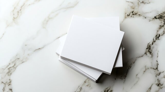 Blank business cards stack on marble