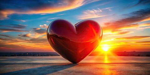 A striking red heart silhouette; ideal for romantic photography projects and backgrounds.