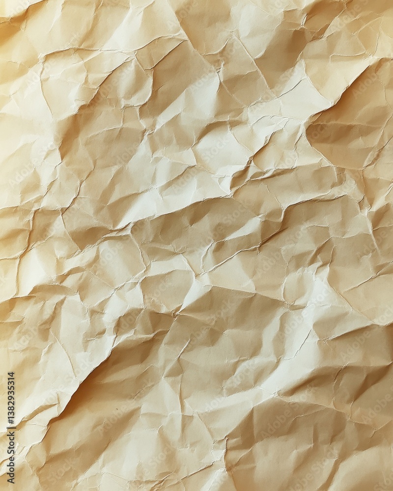 Poster textured tan paper with intricate folds and creases creating a dynamic and abstract pattern perfect 