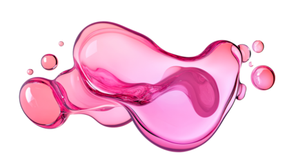 Liquid pink substance with smooth surface, abstract design, cut out transparent