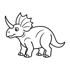 Cute Cartoon Line Drawing of a Triceratops Dinosaur for Coloring Activities