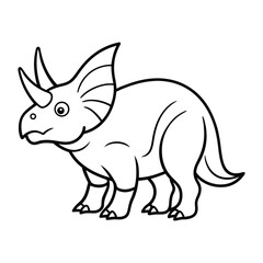 Cute Cartoon Line Drawing of a Triceratops Dinosaur for Coloring Activities
