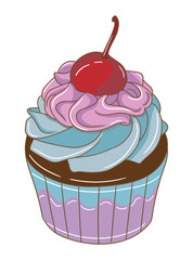Cute and tasty cupcake illustration with decorative frosting and sprinkles. Great for branding, stickers, invitations, recipe books, and food-related designs. Perfect for commercial or personal use.