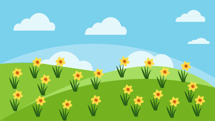 Naklejka premium Vibrant Spring Landscape Illustration | Vector Art