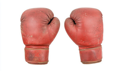 Vintage Red Boxing Gloves Isolated on White Background for Sports