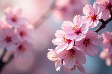 Obraz premium Delicate pink cherry blossoms, soft petals, gentle breeze , repeat, seamless, cherry blossom
