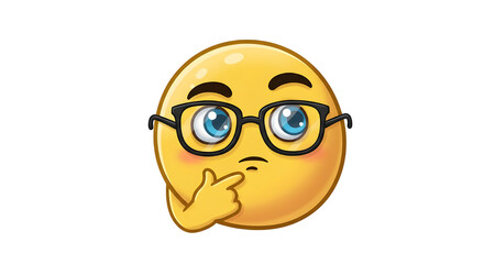 Thinking emoticon - question face emoji with eyeglasses