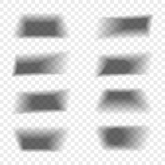 Set of Realistic shadows. Effects for design of realistic objects. Transparent transition shadow for banner, label, poster. Overlay paper, separation from background. Vector illustration.