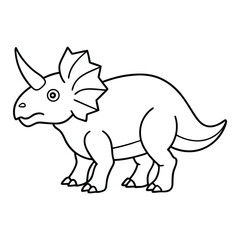Cute Cartoon Line Drawing of a Triceratops Dinosaur for Coloring Activities
