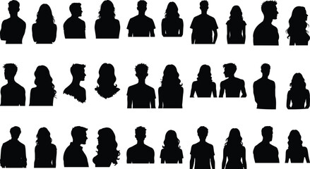 Silhouettes of People in Various Poses"