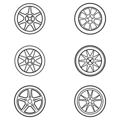 set of car wheels vector design on white background
