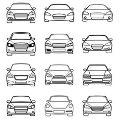 Front view of  modern car line art vector design